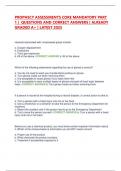 PROPHECY ASSESSMENTS CORE MANDATORY PART 1 &vert;  QUESTIONS AND CORRECT ANSWERS &vert; ALREADY GRADED A&plus; &vert; LATEST 2025