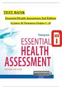 TEST BANK Essential Health Assessment &lpar;2nd Edition&rpar; &ndash; Janice M&period; Thompson &vert; Complete Test Bank &vert; Chapters 1&ndash;24 &vert; Nursing Exam Preparation