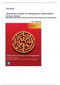 Test Bank for Quantitative Analysis for Management&comma; Global Edition&comma; 14th edition by Barry Render &period;All Chapters 1-15&comma; NEWEST 2025