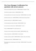 Five Guys Manager Certification Test questions with correct answers