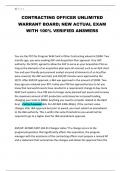CONTRACTING OFFICER UNLIMITED WARRANT BOARD&semi; NEW ACTUAL EXAM WITH 100&percnt; VERIFIED ANSWERS