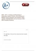 WGU - D313 - Anatomy and Physiology 2 Respiratory System Practice Test Assessment Multiple choice Questions and Answers Latest Updates 2025&sol;2026 With Correct Answers 100&percnt; With Complete Solutions