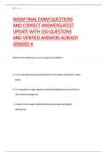 NASM FINAL EXAM QUESTIONS  AND CORRECT ANSWERSLATEST  UPDATE WITH 150 QUESTIONS  AND VERIFIED ANSWERS ALREADY  GRADED A  