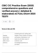CBIC CIC Practice Exam &lpar;2025&rpar; comprehensive questions and verified answers &lpar; detailed & elaborated&rpar; ACTUAL EXAM 2025 TEST&excl;&excl;
