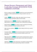 Human Resource Management and Global  Leadership Strategies QUESTIONS WITH  VERIFIED ANSWERS