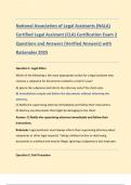 National Association of Legal Assistants &lpar;NALA&rpar;  Certified Legal Assistant &lpar;CLA&rpar; Certification Exam 2 Questions and Answers &lpar;Verified Answers&rpar; with  Rationales 2025