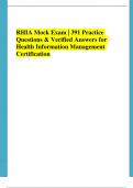 RHIA Mock Exam &vert; 391 Practice Questions & Verified Answers for Health Information Management Certification