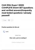CMS 315M Exam 1 2025&vert; COMPLETE EXAM SET &lpar;questions and verified answers&rpar;frequently most tested questions &vert; already passed&excl;&excl;