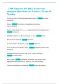 UNH Nutrition 400 Final Exam with  complete Questions and Answers&comma; Exams of  Nursing