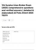 WA Surplus Lines Broker Exam &lpar;2025&rpar; comprehensive questions and verified answers &lpar; detailed & elaborated&rpar; ACTUAL EXAM 2025 TEST&excl;&excl;
