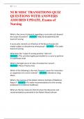 NUR MISC TRANSITIONS QUIZ  QUESTIONS WITH ANSWERS  ASSURED UPDATE&comma; Exams of  Nursing