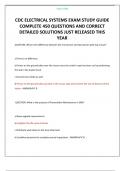 CDC ELECTRICAL SYSTEMS EXAM STUDY GUIDE COMPLETE 450 QUESTIONS AND CORRECT DETAILED SOLUTIONS JUST RELEASED THIS YEAR