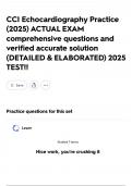 CCI Echocardiography Practice &lpar;2025&rpar; ACTUAL EXAM comprehensive questions and verified accurate solution &lpar;DETAILED & ELABORATED&rpar; 2025 TEST&excl;&excl;