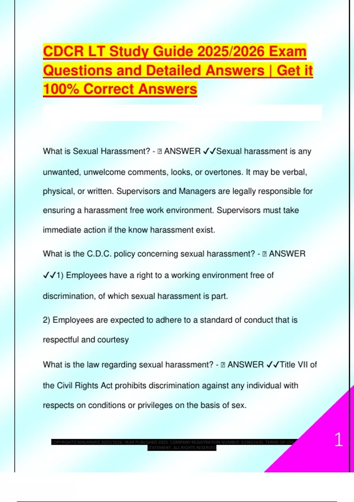 CDCR LT Study Guide 2025/2026 Exam Questions and Detailed Answers | Get ...