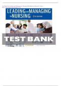 TEST BANK For Leading and Managing in Nursing&comma; 8th Edition by Patricia S&period; Yoder-Wise&comma; Susan Sportsman&vert; Verified Chapter's 1 - 30 &vert; Complete