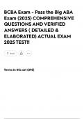 BCBA Exam - Pass the Big ABA Exam &lpar;2025&rpar; COMPREHENSIVE QUESTIONS AND VERIFIED ANSWERS &lpar; DETAILED & ELABORATED&rpar; ACTUAL EXAM 2025 TEST&excl;&excl;