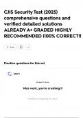 CJIS Security Test &lpar;2025&rpar; comprehensive questions and verified detailed solutions ALREADY A&plus; GRADED HIGHLY RECOMMENDED &vert;100&percnt; CORRECT&excl;&excl;