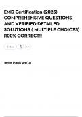 EMD Certification &lpar;2025&rpar; COMPREHENSIVE QUESTIONS AND VERIFIED DETAILED SOLUTIONS &lpar; MULTIPLE CHOICES&rpar; &vert;100&percnt; CORRECT&excl;&excl;