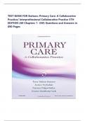 TEST BANK FOR Buttaro&colon; Primary Care&colon; A Collaborative Practice&sol; Interprofessional Collaborative Practice 5th Edition &lpar;All Chapters 1- 250&rpar; Questions and Answers in 690 Pages&period; All Answers Are Correct