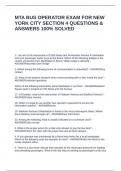 MTA BUS OPERATOR EXAM FOR NEW YORK CITY SECTION 4 QUESTIONS & ANSWERS 100&percnt; SOLVED