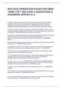 MTA BUS OPERATOR EXAM FOR NEW YORK CITY SECTION 2 QUESTIONS & ANSWERS &lpar;RATED A&plus;&rpar;