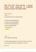 OSU CSE 2221 Final Review &sol; Newest Actual Exam Questions & Complete Answers &lpar;Expert Verified&rpar; 2025&period;   Terms in this set &lpar;65&rpar;    Quiz&lowbar;&lowbar;&lowbar;&lowbar;&quest; The correct syntax for the "main" method signature is&colon;  &ast;a&period;&ast; private static void main&lpar;String&lbrack;&rsqb; args&rpar; &ast;b