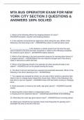 MTA BUS OPERATOR EXAM FOR NEW YORK CITY SECTION 3 QUESTIONS & ANSWERS 100&percnt; SOLVED