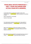 TEXAS REAL ESTATE PRINCIPLES 1 -  UNIT 1 EXAM 2025 BRAND NEW  ACTUAL EXAM WITH ANSWERS&period; 
