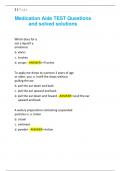 Medication Aide TEST Questions  and solved solutions