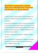 Real Estate License Prep Louisiana  State Exam 2025&sol;2026 Exam Questions  and Answers &vert; A&plus; Score Assured