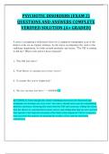 PSYCHOTIC DISORDERS &lpar;EXAM 2&rpar;  QUESTIONS AND ANSWERS COMPLETE  VERIFIED SOLUTION &lpar;A&plus; GRADED&rpar; 