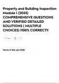 Property and Building Inspection Module I &lpar;2025&rpar; COMPREHENSIVE QUESTIONS AND VERIFIED DETAILED SOLUTIONS &lpar; MULTIPLE CHOICES&rpar; &vert;100&percnt; CORRECT&excl;&excl;