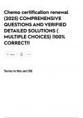Chemo certification renewal &lpar;2025&rpar; COMPREHENSIVE QUESTIONS AND VERIFIED DETAILED SOLUTIONS &lpar; MULTIPLE CHOICES&rpar; &vert;100&percnt; CORRECT&excl;&excl;