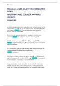 TEXAS ALL LINES ADJUSTER EXAM BRAND  NEW&excl;&excl;    QUESTIONS AND CORRECT ANSWERS&rpar;  VERIFIED   ANSWERS 