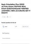Basic Orientation Plus &lpar;2025&rpar; ACTUAL EXAM &lpar;TESTING REAL EXAM QUESTIONS&rpar;AND VERIFIED ANSWERS &lpar; 100&percnt; ACCURATE&rpar; GET IT RIGHT&excl;&excl;