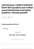 CMS 315 Exam 1 2025&vert; COMPLETE EXAM SET &lpar;questions and verified answers&rpar;frequently most tested questions &vert; already passed&excl;&excl;