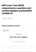 MRT Level 1 Test &lpar;2025&rpar; comprehensive questions and verified detailed solution&vert;100&percnt; CORRECT&excl;&excl;