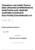 Champions real estate finance 2025 UPDATE&vert;COMPREHENSIVE QUESTIONS AND VERIFIED ANSWERS &lpar;COMPLETE SOLUTIONS&rpar; EXAM&vert;GRADE A&plus;&excl;&excl;