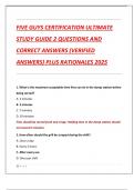 FIVE GUYS CERTIFICATION ULTIMATE  STUDY GUIDE 2 QUESTIONS AND  CORRECT ANSWERS &lpar;VERIFIED  ANSWERS&rpar; PLUS RATIONALES 2025
