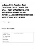 Indiana CNA Practice Test Questions &vert;2025&vert; COMPLETE EXAM TEST QUESTIONS AND VERIFIED ANSWERS AND RATIONALES&vert;ASSURED SUCCESS &vert;GET IT 100&percnt; ACCURATE&excl;&excl;