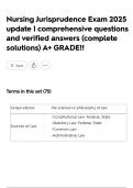 Nursing Jurisprudence Exam 2025 update &vert; comprehensive questions and verified answers &lpar;complete solutions&rpar; A&plus; GRADE&excl;&excl;