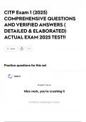 CITP Exam 1 &lpar;2025&rpar; COMPREHENSIVE QUESTIONS AND VERIFIED ANSWERS &lpar; DETAILED & ELABORATED&rpar; ACTUAL EXAM 2025 TEST&excl;&excl;