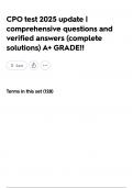 CPO test 2025 update &vert; comprehensive questions and verified answers &lpar;complete solutions&rpar; A&plus; GRADE&excl;&excl;