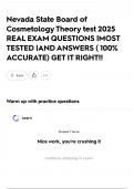 Nevada State Board of Cosmetology Theory test 2025 REAL EXAM QUESTIONS &vert;MOST TESTED &vert;AND ANSWERS &lpar; 100&percnt; ACCURATE&rpar; GET IT RIGHT&excl;&excl;