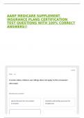 AARP MEDICARE SUPPLEMENT INSURANCE PLANS CERTIFICATION TEST QUESTIONS WITH 100&percnt; CORRECT ANSWERS&excl;&excl;