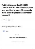 Publix Manager Test 1 2025&vert; COMPLETE EXAM SET &lpar;questions and verified answers&rpar;frequently most tested questions &vert; already passed&excl;&excl;