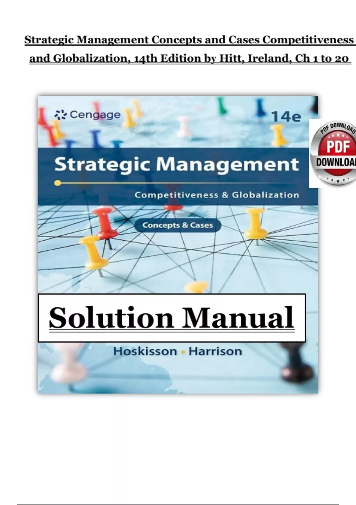Solutions For Strategic Management, Concepts and Cases, Competitiveness ...