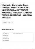 Walmart - Stormwater Exam &lpar;2025&rpar; COMPLETE EXAM SET &lpar;QUESTIONS AND VERIFIED ANSWERS&rpar; FREQUENTLY MOST TESTED QUESTIONS &vert; ALREADY PASSED&excl;&excl;