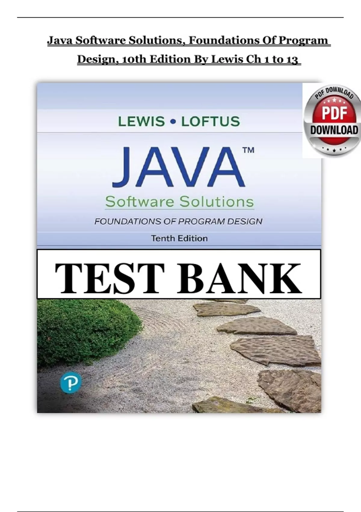Complete Test Bank & Solutions Manual Java Software Solutions ...