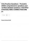 CNA Practice Questions - Prometric &lpar;2025&rpar; comprehensive questions and verified detailed solutions &lpar; MULTIPLE CHOICES&rpar; &vert;100&percnt; CORRECT&excl;&excl;&vert;SCORE A&plus;